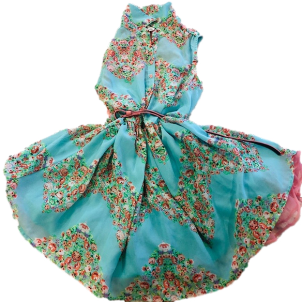 Knitworks girls size 8 chintz pink/light blue